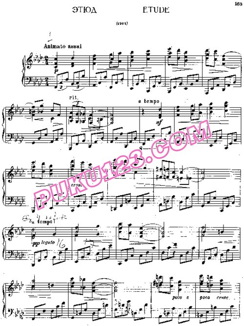 天天钢琴网-免费下载Stanchinsky - Etude in f Minor (1907)
