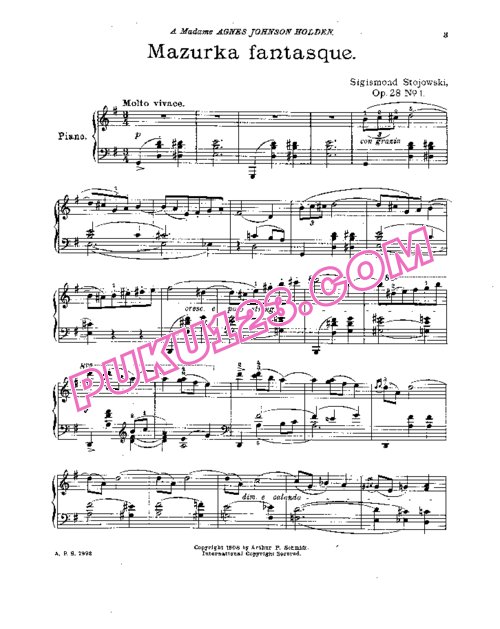 天天钢琴网-免费下载Stojowski - 2 Mazurkas Op.28