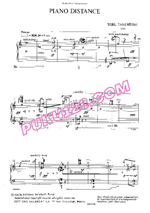 天天钢琴网-免费下载Takemitsu - Piano Distance