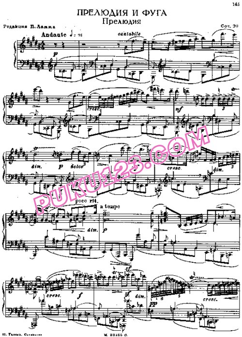 天天钢琴网-免费下载Taneyev - Prelude and Fugue in g-sharp Minor Op.29