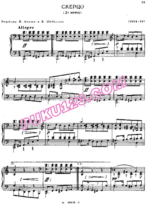 天天钢琴网-免费下载Taneyev - Scherzo No.2 in C Major Op.Posth