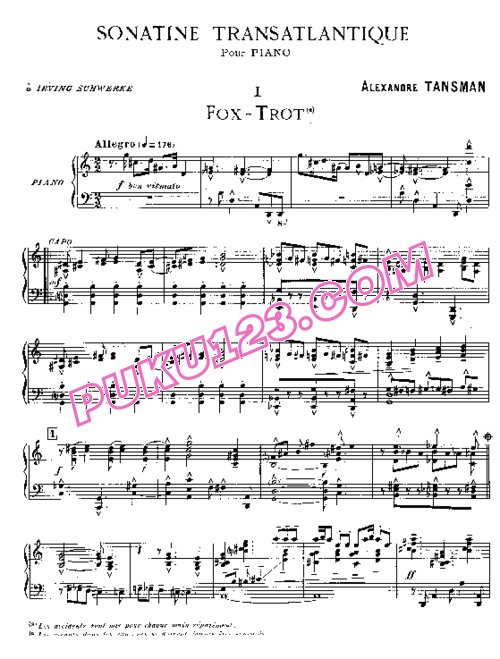 天天钢琴网-免费下载Tansman - Piano Sonatina No.2, Transatlantique