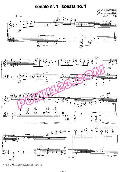 天天钢琴网-免费下载Ustvolskaya - Piano Sonata No.1 (1947)