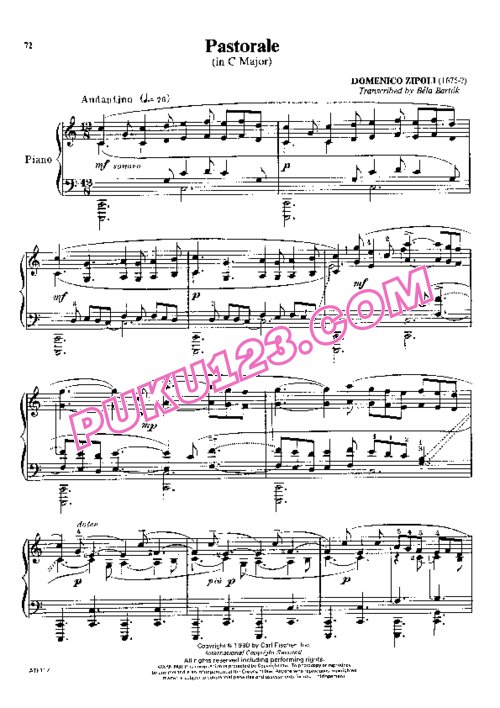 天天钢琴网-免费下载Zipoli - Bartok - Pastorale in C Major 巴托克改编钢琴独奏版