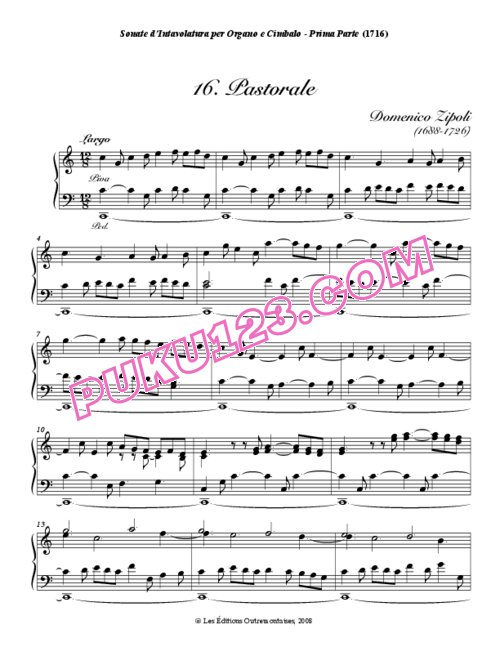 天天钢琴网-免费下载Zipoli - Pastorale in C Major