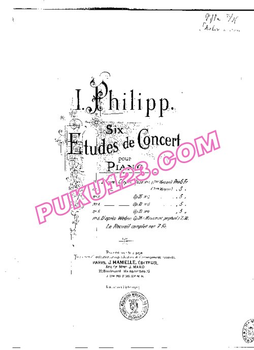 天天钢琴网-免费下载Philipp - 6 Etudes de Concert