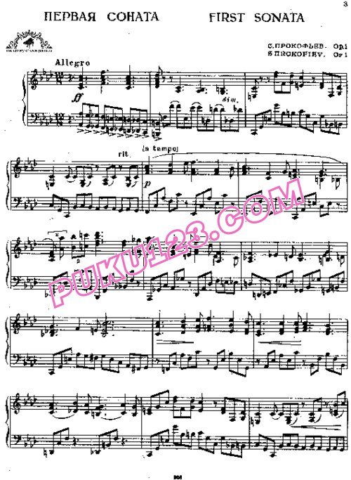 天天钢琴网-免费下载Prokofiev - Piano Sonata No.1 in f Minor Op.1