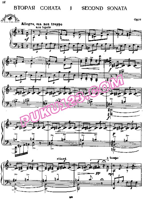 天天钢琴网-免费下载Prokofiev - Piano Sonata No.2 in d Minor Op.14