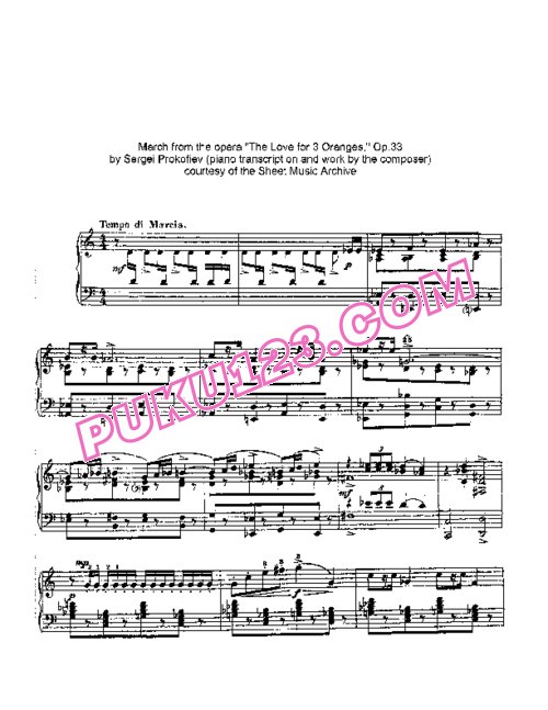 天天钢琴网-免费下载Prokofiev - Marche from The Love for 3 Oranges Op.33