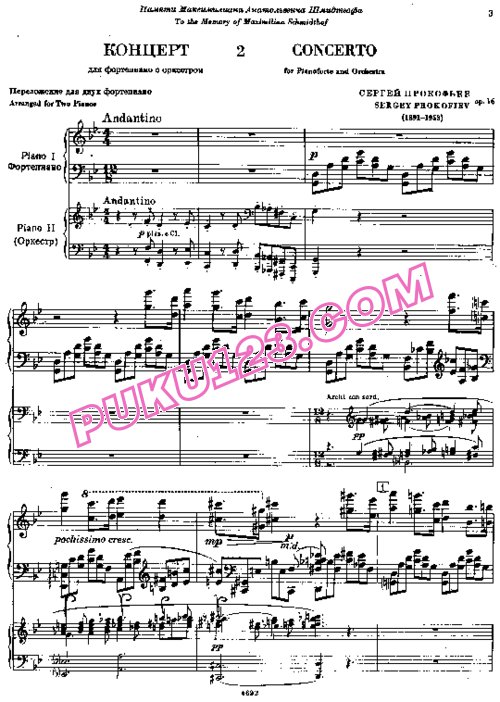 天天钢琴网-免费下载Prokofiev - Piano Concerto No.2 in g Minor Op.16 - 2 pianos