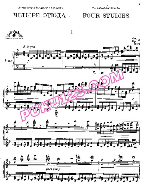 天天钢琴网-免费下载Prokofiev - Four Studies Op.2