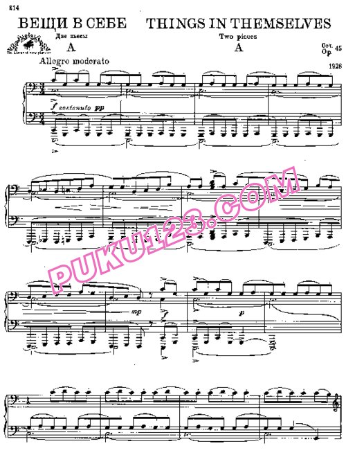 天天钢琴网-免费下载Prokofiev - Things in Themselves Op.45