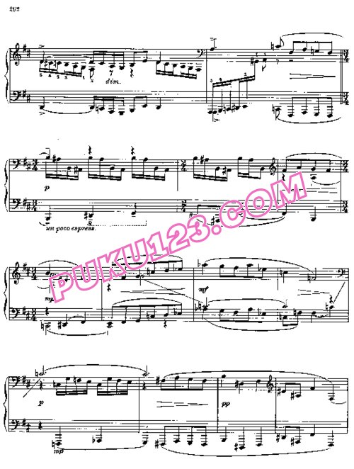天天钢琴网-免费下载Prokofiev - Three Pieces, Thoughts Op.62