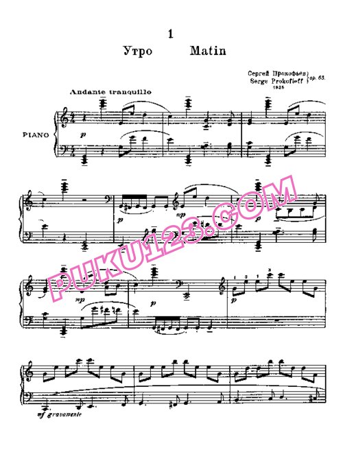 天天钢琴网-免费下载Prokofiev - Twelve Children Pieces Op.65