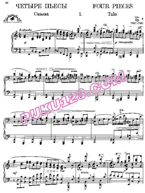 天天钢琴网-免费下载Prokofiev - 4 Pieces Op.3