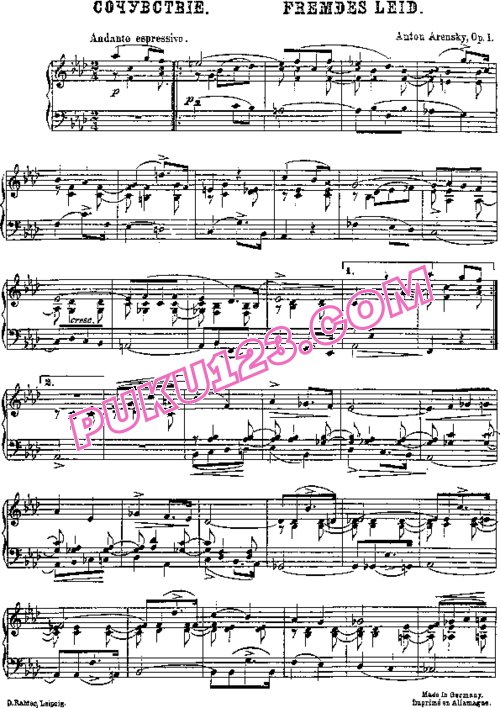 天天钢琴网-免费下载Arensky - Six Pieces Op[1].1