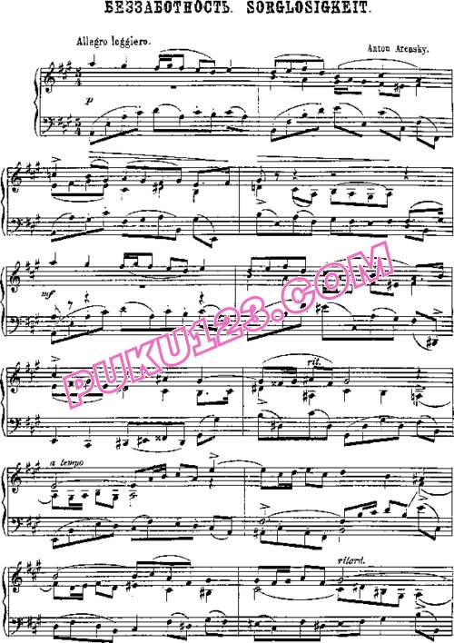 天天钢琴网-免费下载Arensky - Six Pieces Op[1].1