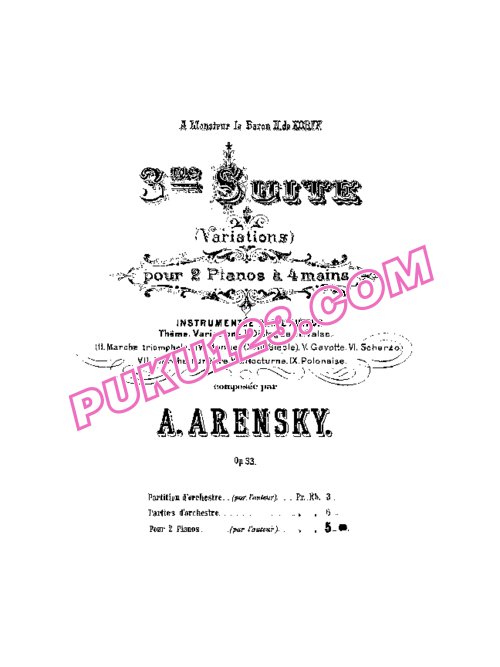 天天钢琴网-免费下载Arensky - Suite No[1].3 Two pianos Op.33 双钢琴