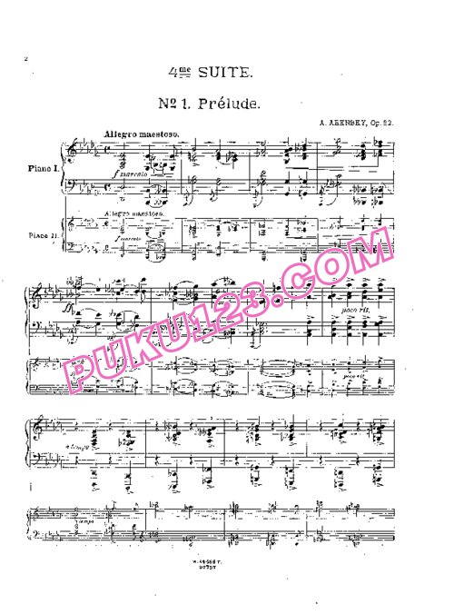 天天钢琴网-免费下载Arensky - Suite No[1].4 in D-flat Major Op.62 - Two Pianos 双钢琴
