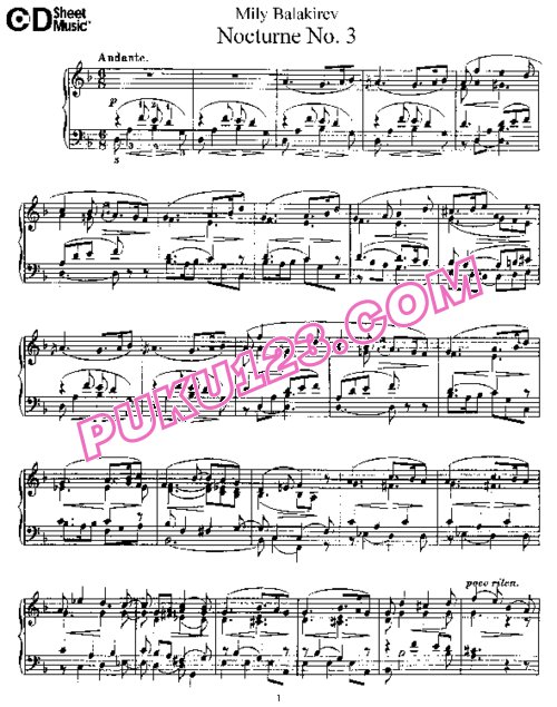 天天钢琴网-免费下载Balakirev - Nocturne No[1]. 3