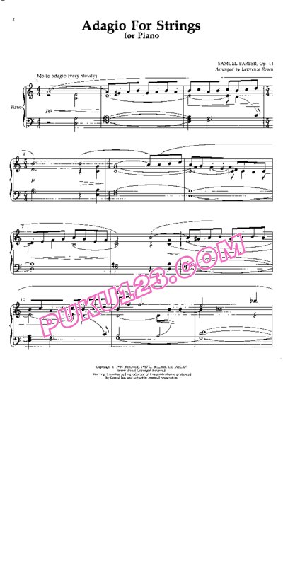 天天钢琴网-免费下载Barber - Adagio for strings Op[1].11 - piano 钢琴独奏版