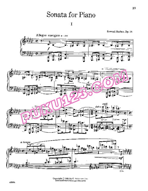 天天钢琴网-免费下载Barber - Sonata for Piano Op[1].26