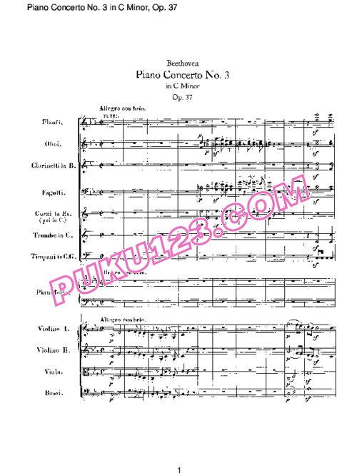 天天钢琴网-免费下载Piano Concerto no 3 op 37 - Part 1
