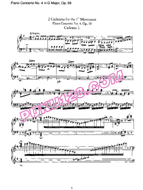 天天钢琴网-免费下载Beethoven - 2 Original Cadenzas to Piano Concerto No.4 Op.58