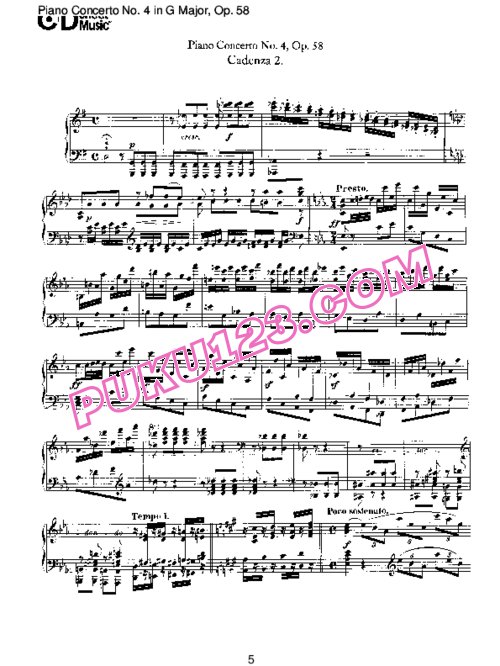 天天钢琴网-免费下载Beethoven - 2 Original Cadenzas to Piano Concerto No.4 Op.58