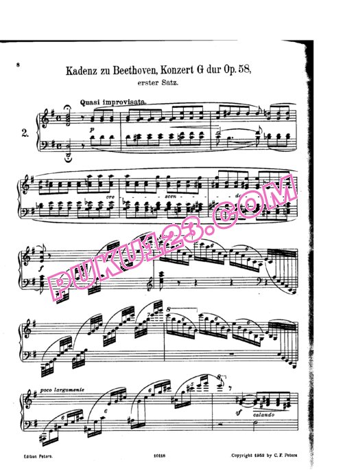 天天钢琴网-免费下载Beethoven - Schumann, Clara - 2 Cadenzas to Piano Concerto No.4 Op.58