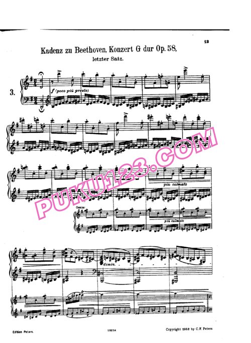 天天钢琴网-免费下载Beethoven - Schumann, Clara - 2 Cadenzas to Piano Concerto No.4 Op.58