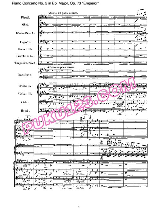 天天钢琴网-免费下载Piano Concerto no 5 op 73 - Part 2