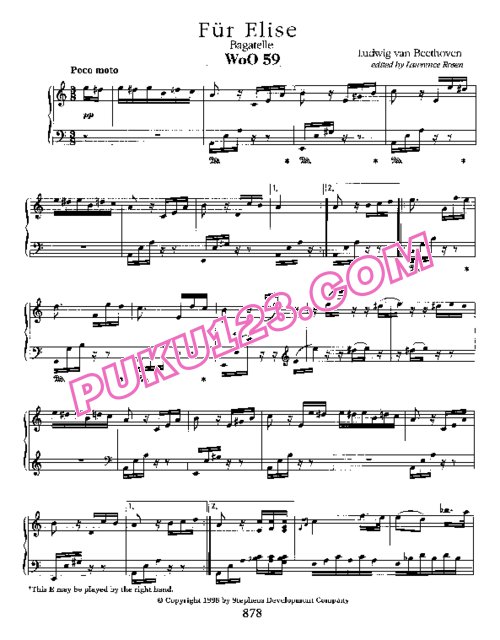天天钢琴网-免费下载Beethoven - Bagatelle (Fur Elise) WoO 59