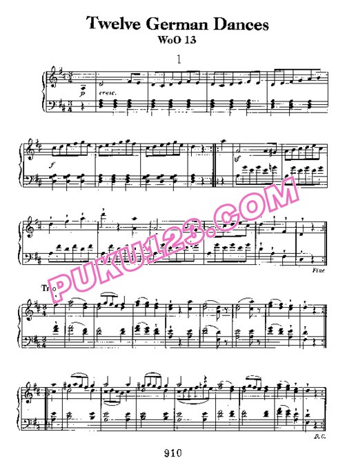 天天钢琴网-免费下载Beethoven - 12 German Dances WoO 13