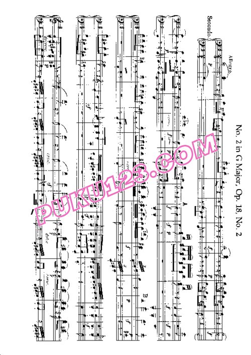 天天钢琴网-免费下载Beethoven - String Quartet No.2 in G Major Op.18-2 - 4 Hands