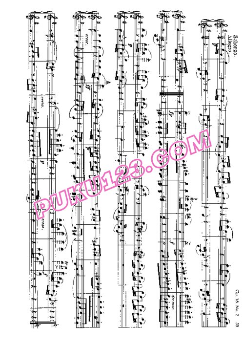 天天钢琴网-免费下载Beethoven - String Quartet No.2 in G Major Op.18-2 - 4 Hands