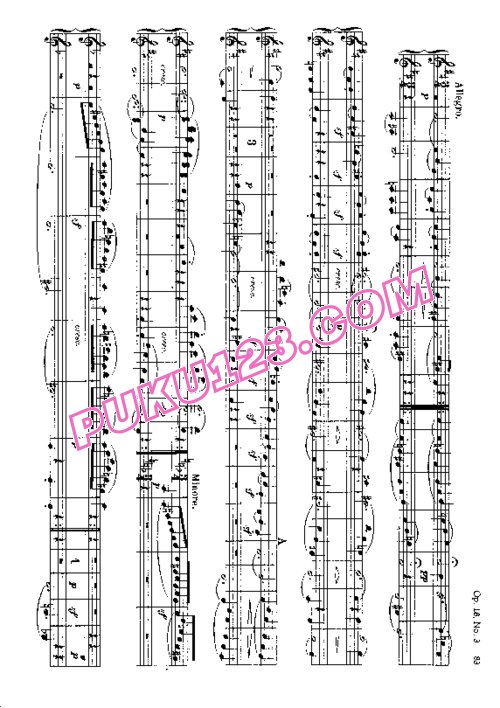 天天钢琴网-免费下载Beethoven - String Quartet No.3 in D Major Op.18-3 - 4 Hands