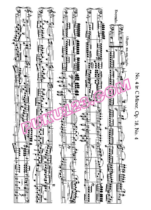 天天钢琴网-免费下载Beethoven - String Quartet No.4 in c Minor Op.18-4 - 4 Hands