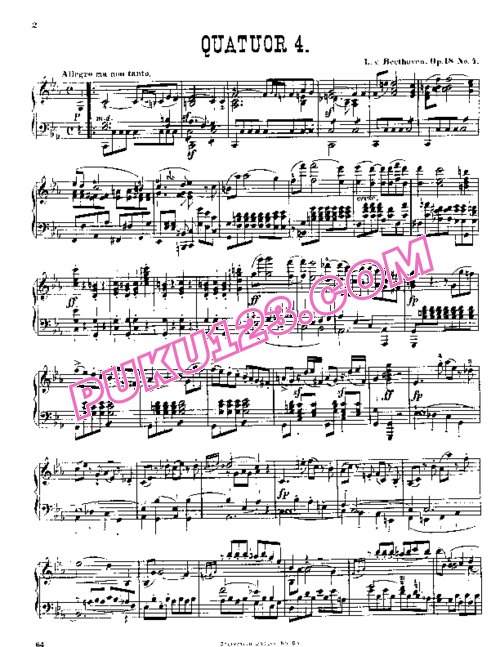 天天钢琴网-免费下载Beethoven - String Quartet No.4 in c Minor Op.18-4 - Solo Piano