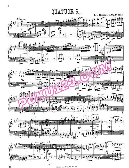 天天钢琴网-免费下载Beethoven - String Quartet No.5 in A Major Op.18-5 - Solo Piano