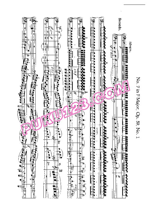 天天钢琴网-免费下载Beethoven - String Quartet No.7 in F Major Op.59-1 - 4 Hands