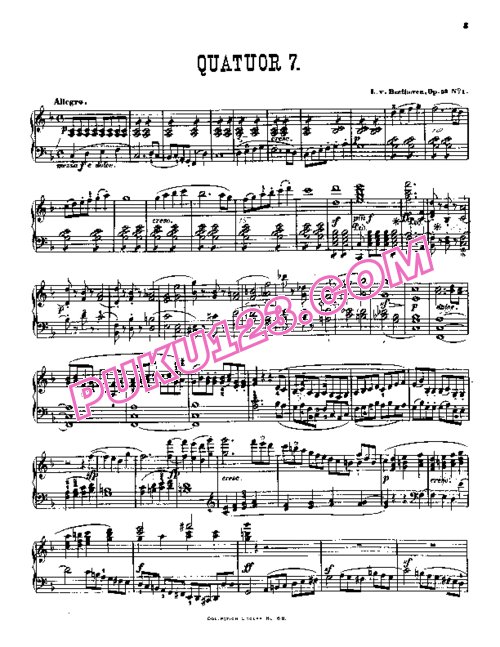 天天钢琴网-免费下载Beethoven - String Quartet No.7 in F Major Op.59-1 - Solo Piano