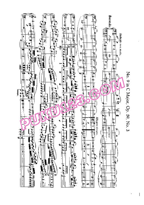 天天钢琴网-免费下载Beethoven - String Quartet No.9 in C Major Op.59-3 - 4 Hands