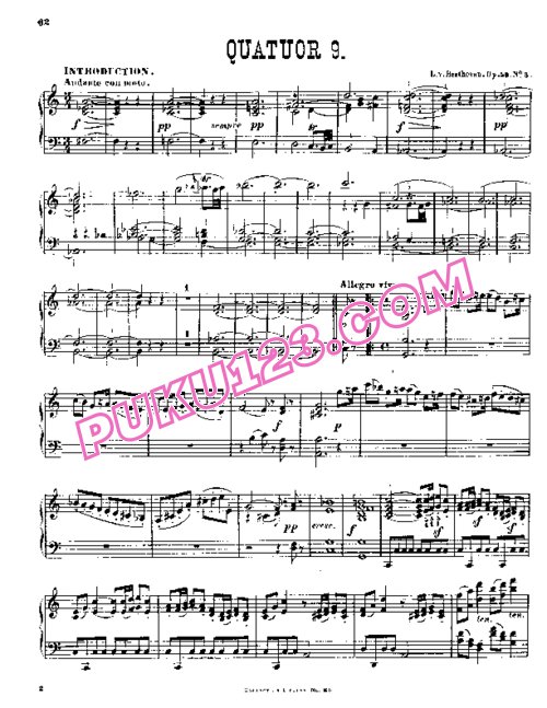 天天钢琴网-免费下载Beethoven - String Quartet No.9 in C Major Op.59-3 - Solo Piano