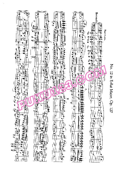 天天钢琴网-免费下载Beethoven - String Quartet No.12 in E-flat Major Op.127 - 4 Hands