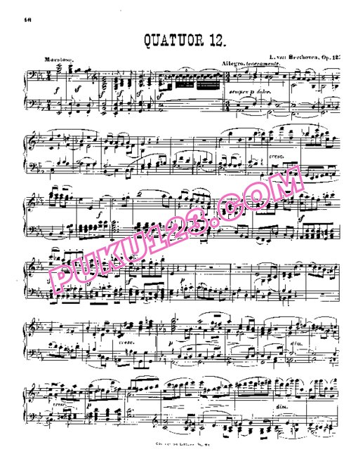 天天钢琴网-免费下载Beethoven - String Quartet No.12 in E-flat Major Op.127 - Solo Piano