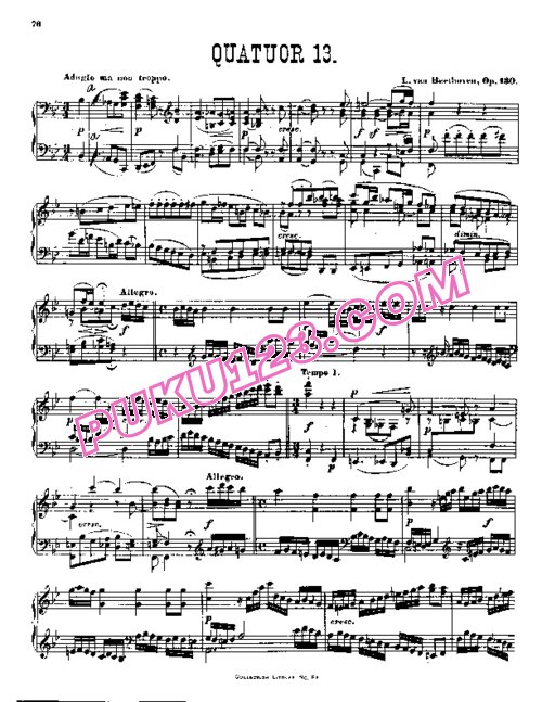 天天钢琴网-免费下载Beethoven - String Quartet No.13 in B-flat Major Op.130 - Solo Piano