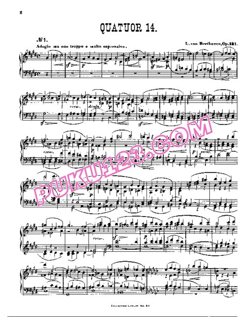 天天钢琴网-免费下载Beethoven - String Quartet No.14 in c-sharp Minor Op.131 - Solo Piano