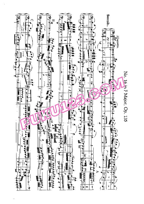 天天钢琴网-免费下载Beethoven - String Quartet No.16 in F Major Op.135 - 4 Hands
