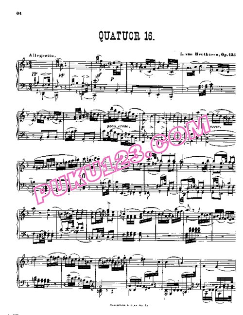 天天钢琴网-免费下载Beethoven - String Quartet No.16 in F Major Op.135 - Solo Piano